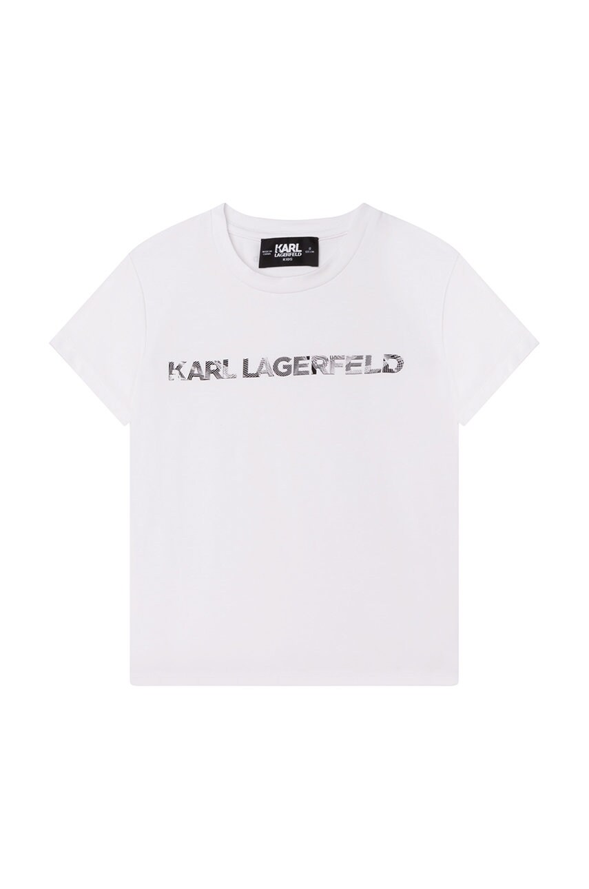 

Детска тениска Karl Lagerfeld в бяло, Бял
