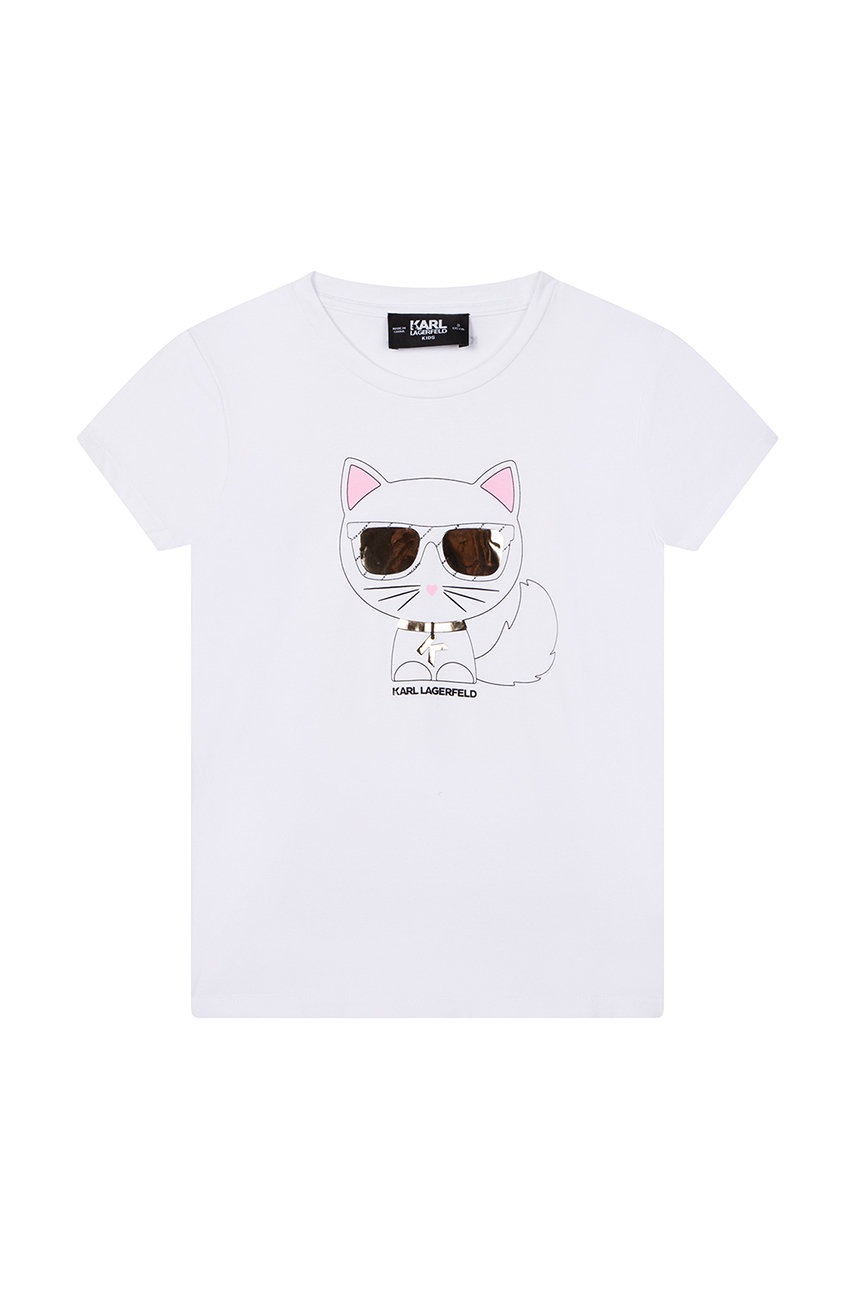 

Детска тениска Karl Lagerfeld в бяло, Бял