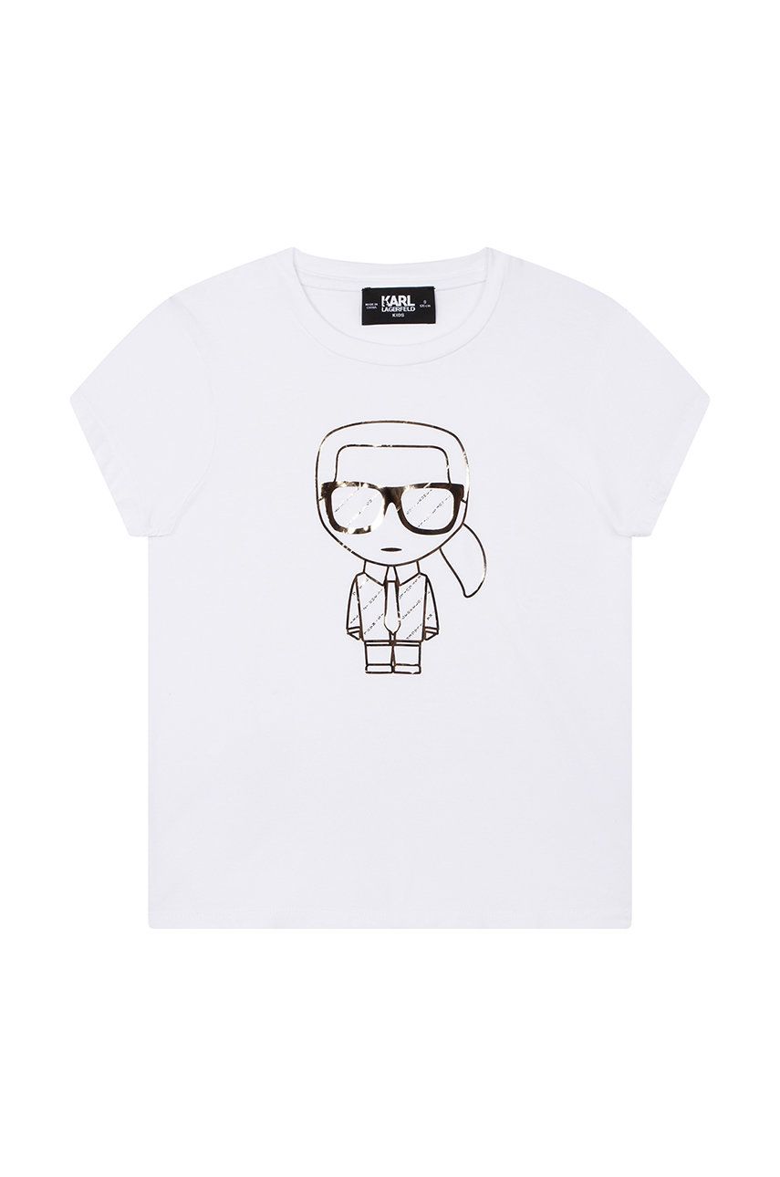 Karl Lagerfeld tricou de bumbac pentru copii culoarea alb