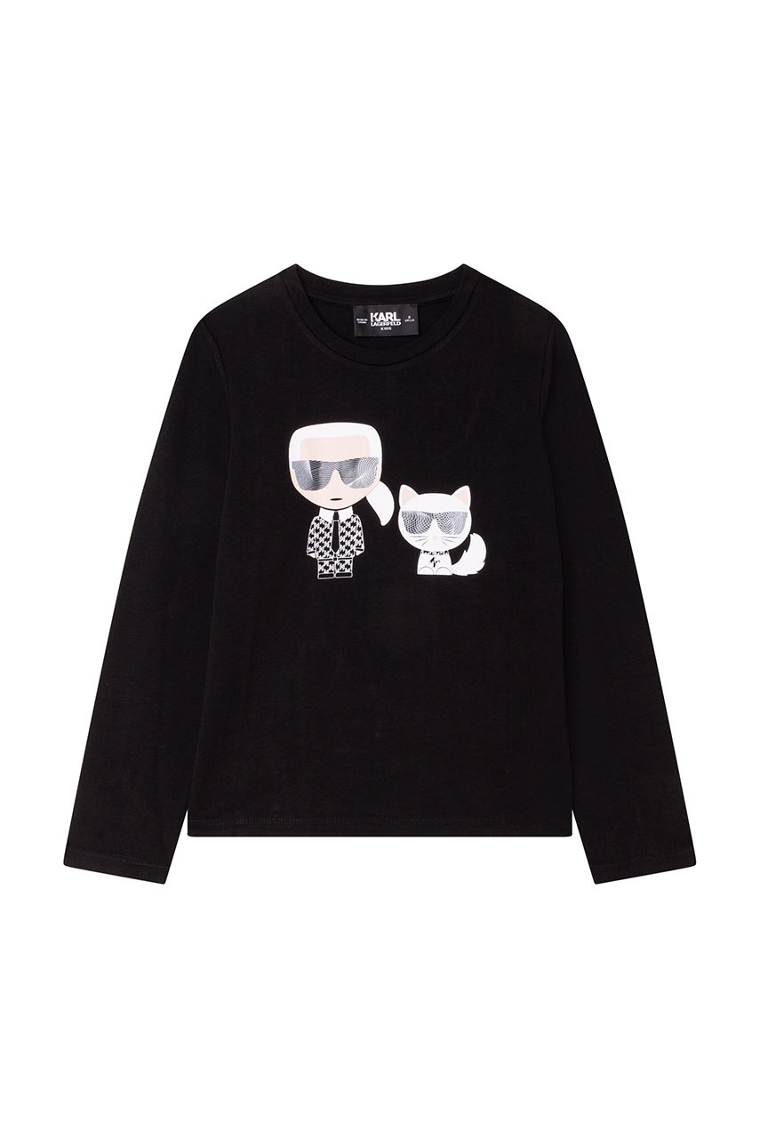 

Детска блуза с дълги ръкави Karl Lagerfeld в черно, Черен
