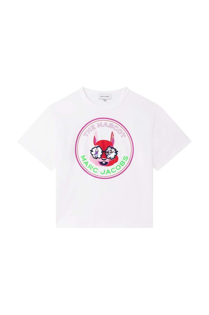 

Детска памучна тениска Marc Jacobs в бяло, Бял