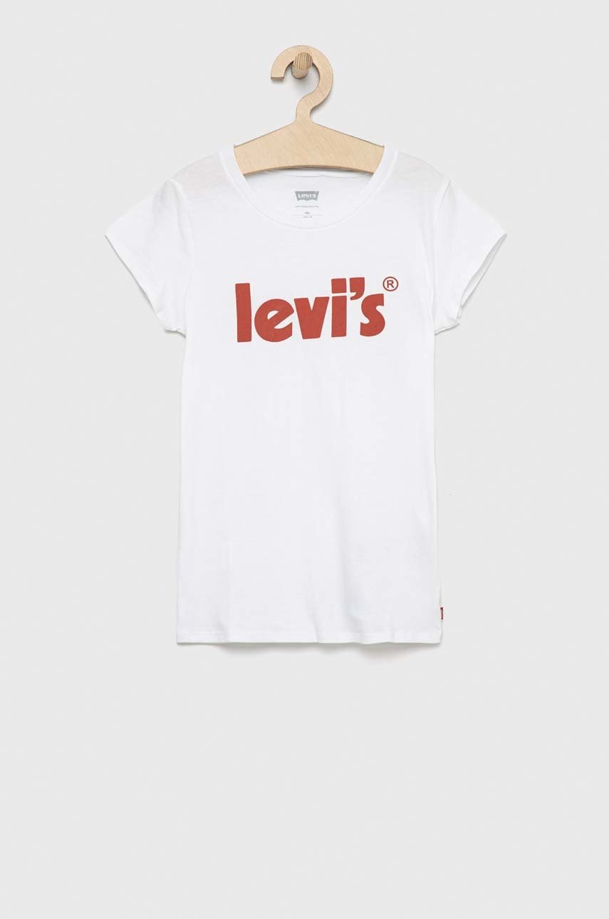 

Детска памучна тениска Levi's в бяло, Бял