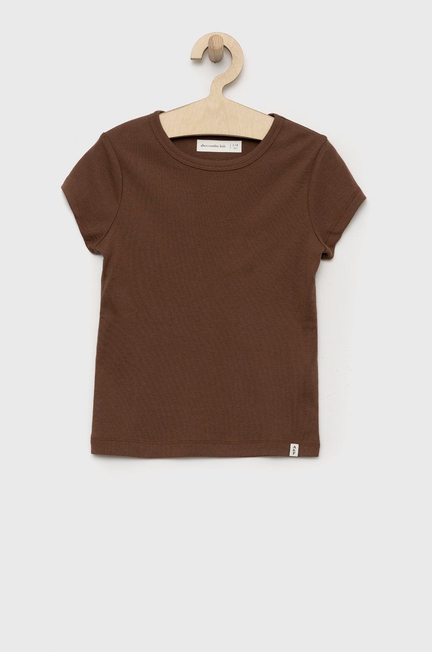 Abercrombie & Fitch t-shirt dziecięcy kolor brązowy