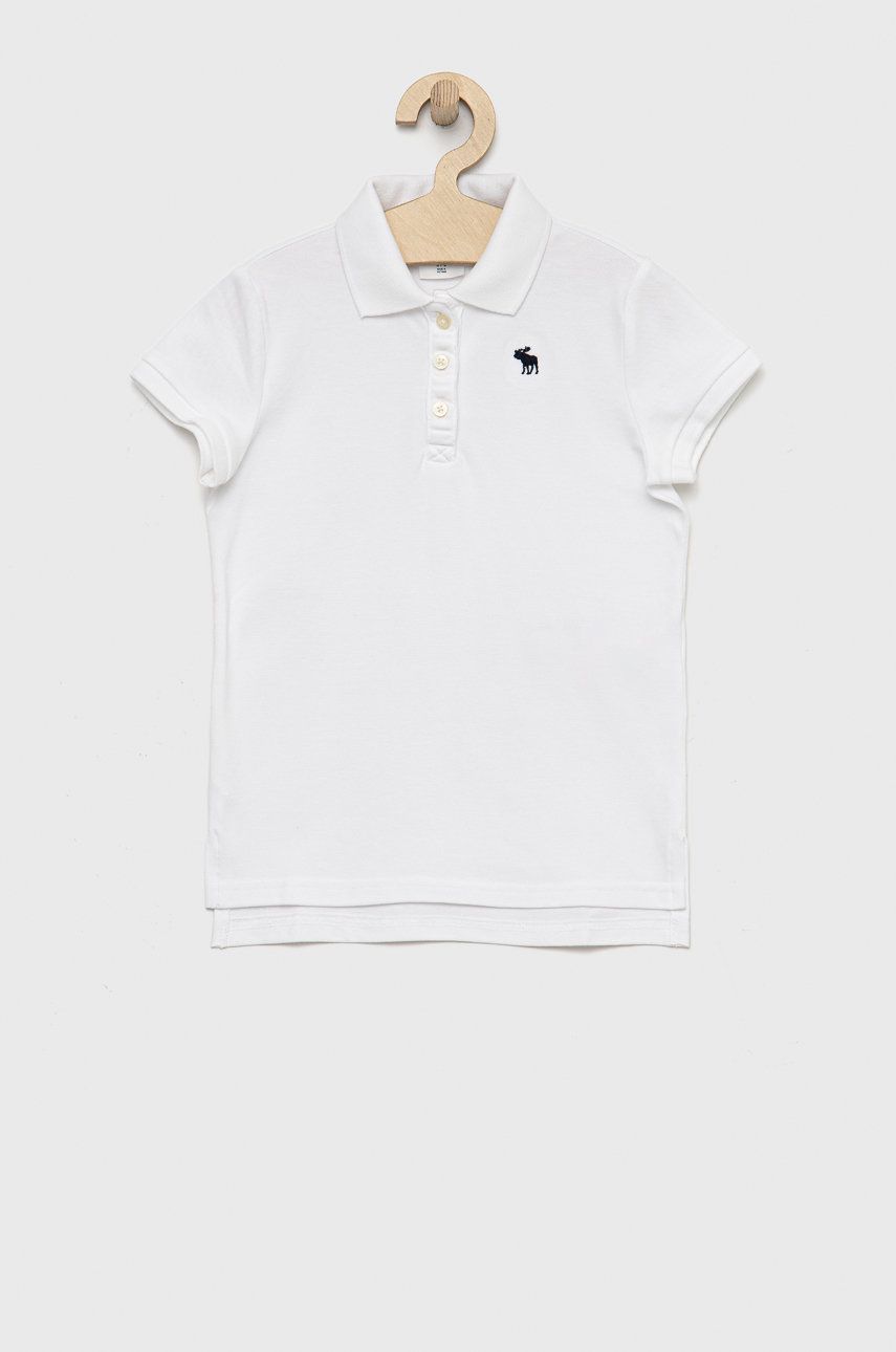 Abercrombie & Fitch tricou polo copii culoarea alb