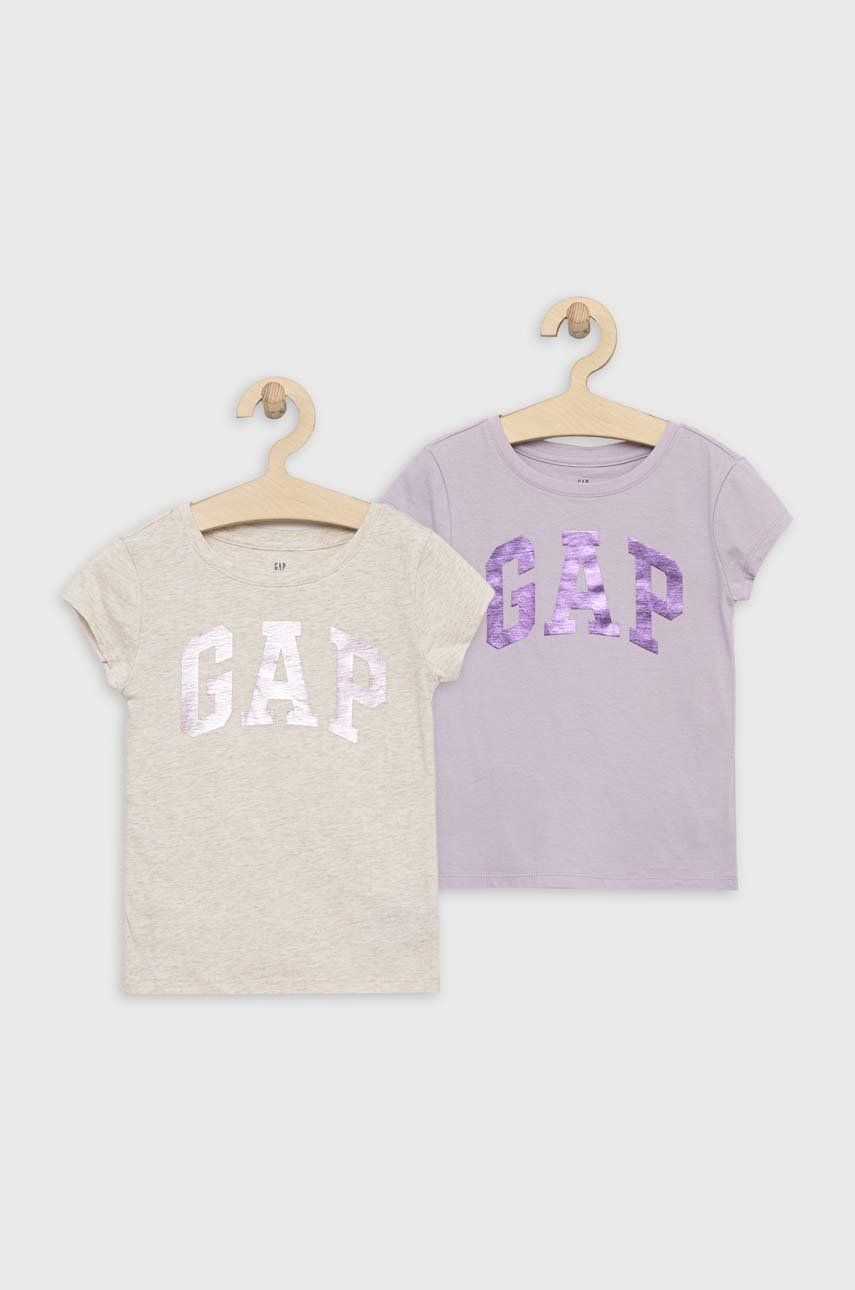 GAP t-shirt bawełniany dziecięcy 2-pack kolor fioletowy