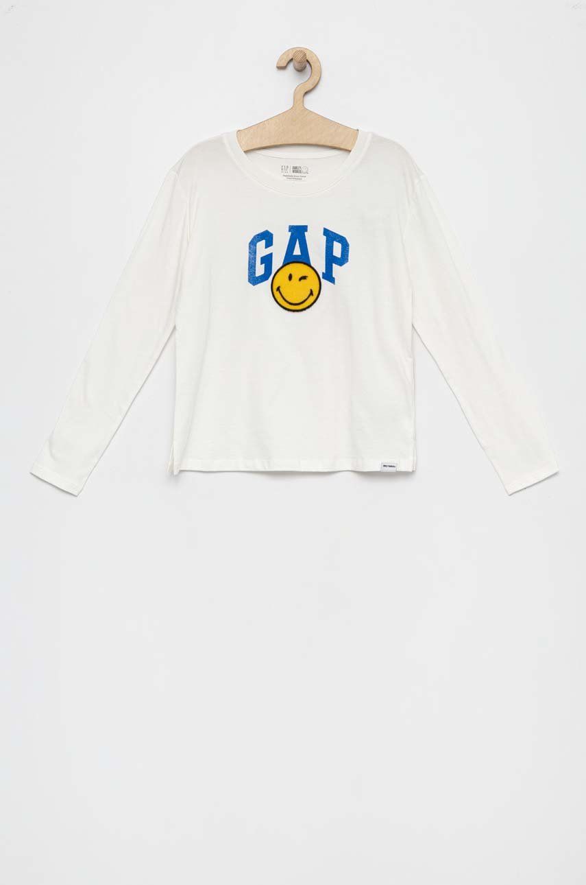 Gap GAP longsleeve bawełniany dziecięcy kolor biały