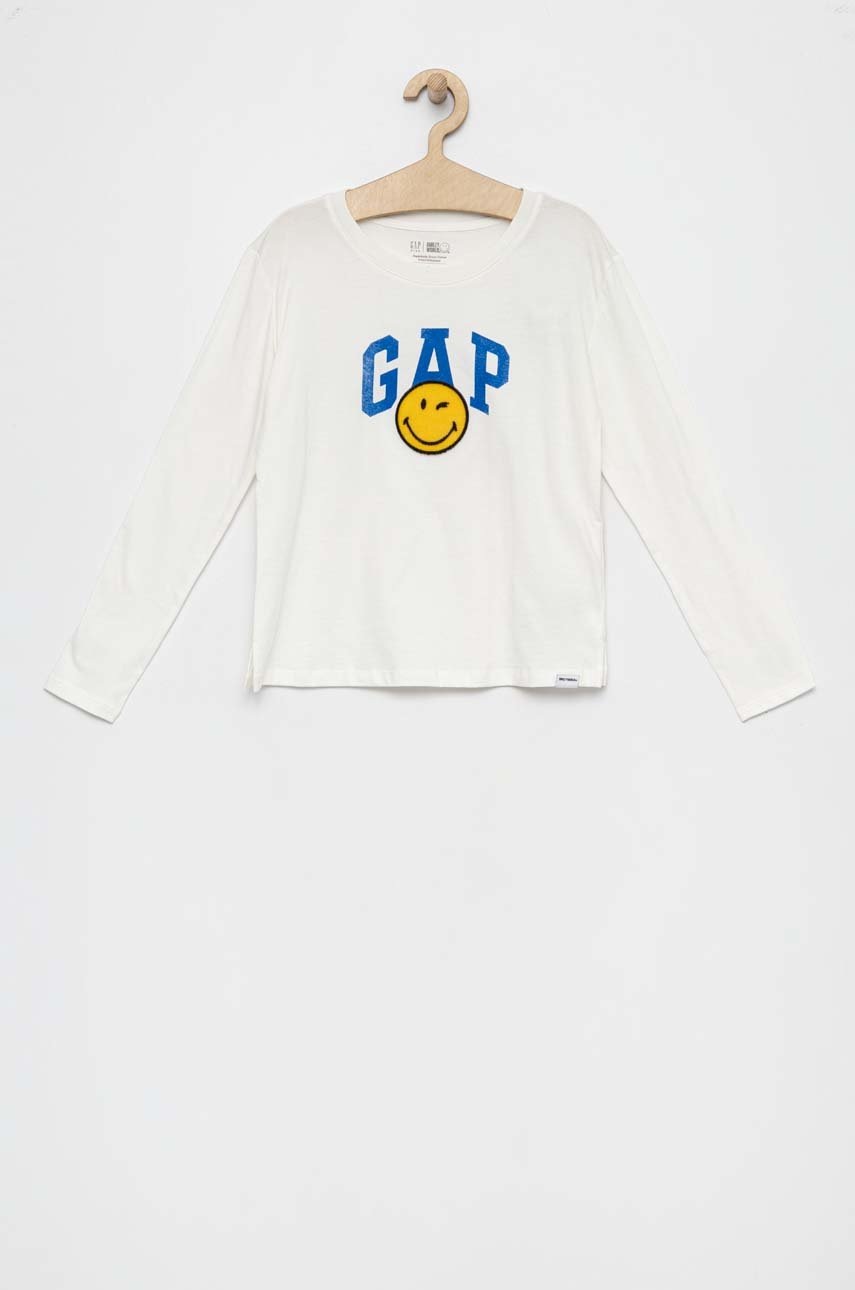 Gap GAP longsleeve bawełniany dziecięcy kolor biały