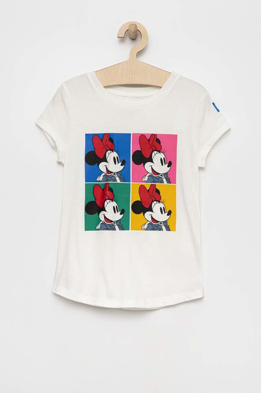 Gap tricou de bumbac pentru copii x disney culoarea alb