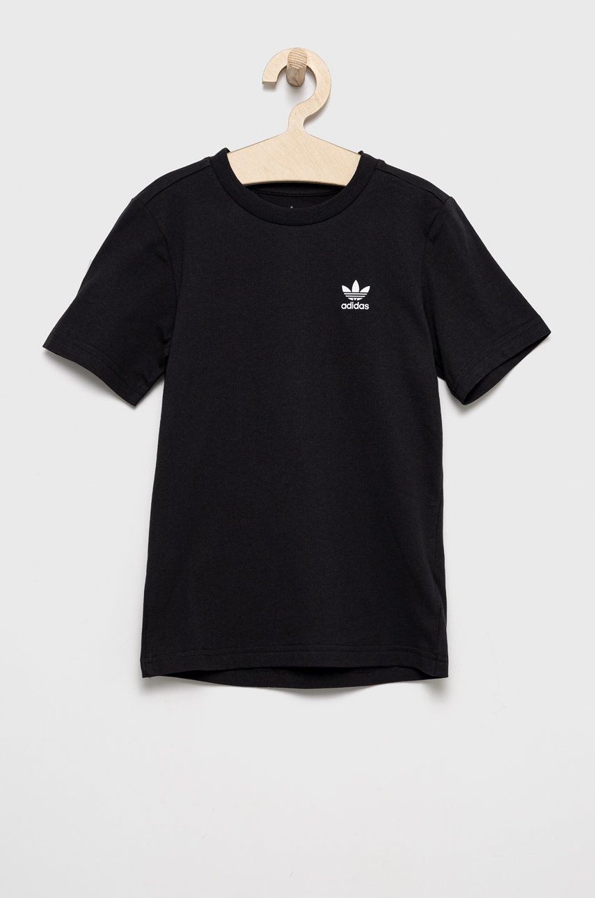 adidas Originals tricou de bumbac pentru copii culoarea negru, neted