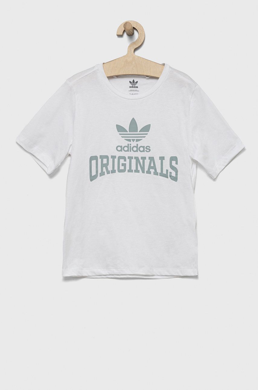Dětské bavlněné tričko adidas Originals bílá barva, s potiskem - bílá -  100% Bavlna