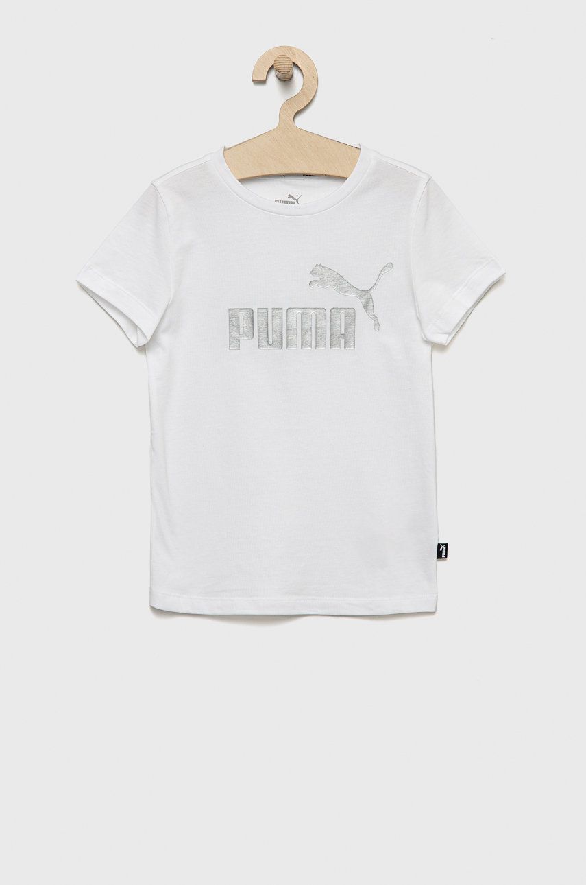 Puma tricou de bumbac pentru copii culoarea alb, cu imprimeu