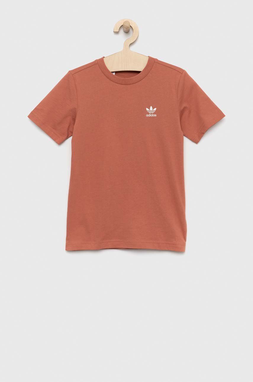 Adidas Originals tricou de bumbac pentru copii culoarea portocaliu, neted
