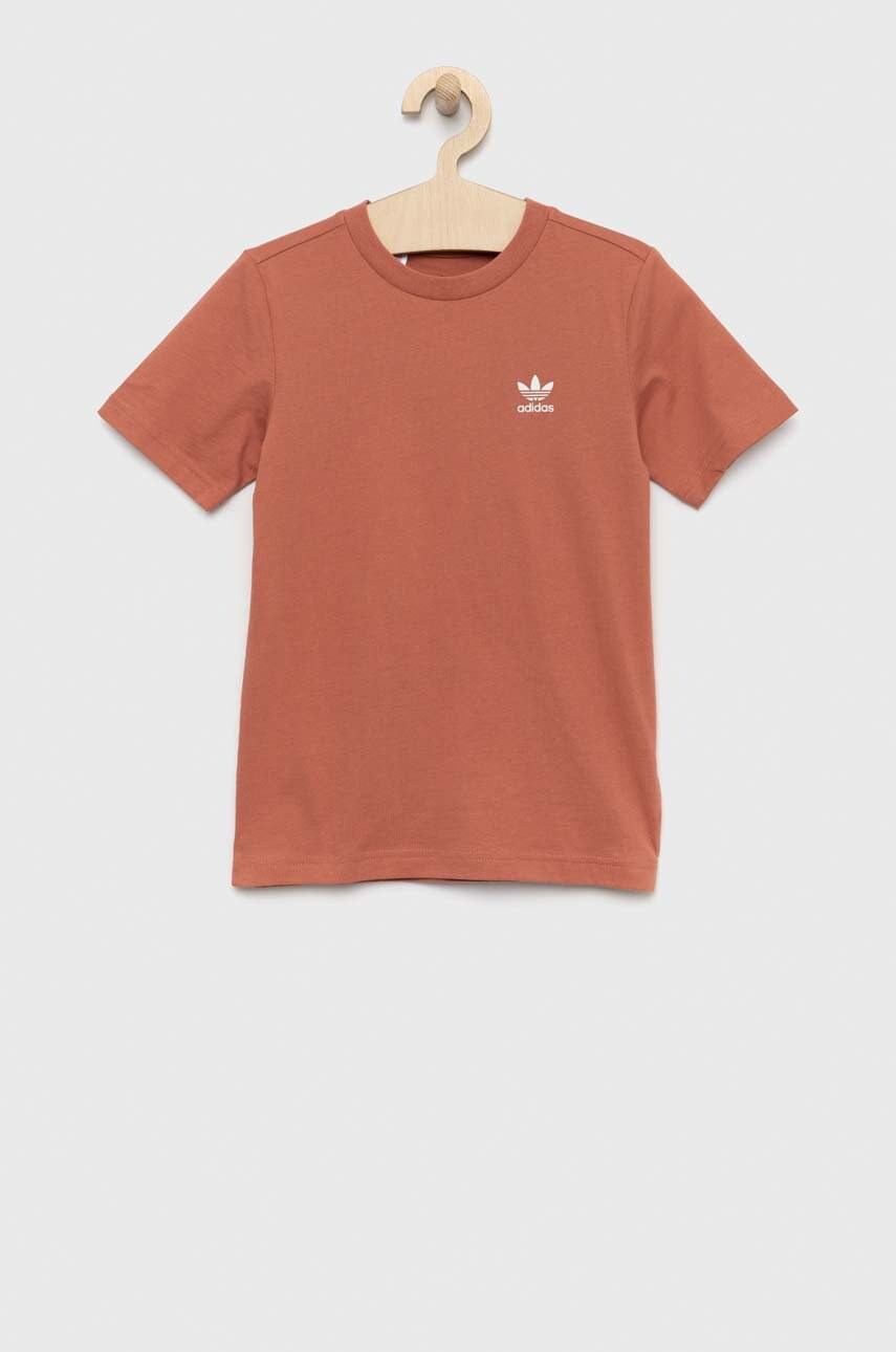 Adidas Originals tricou de bumbac pentru copii culoarea portocaliu, neted