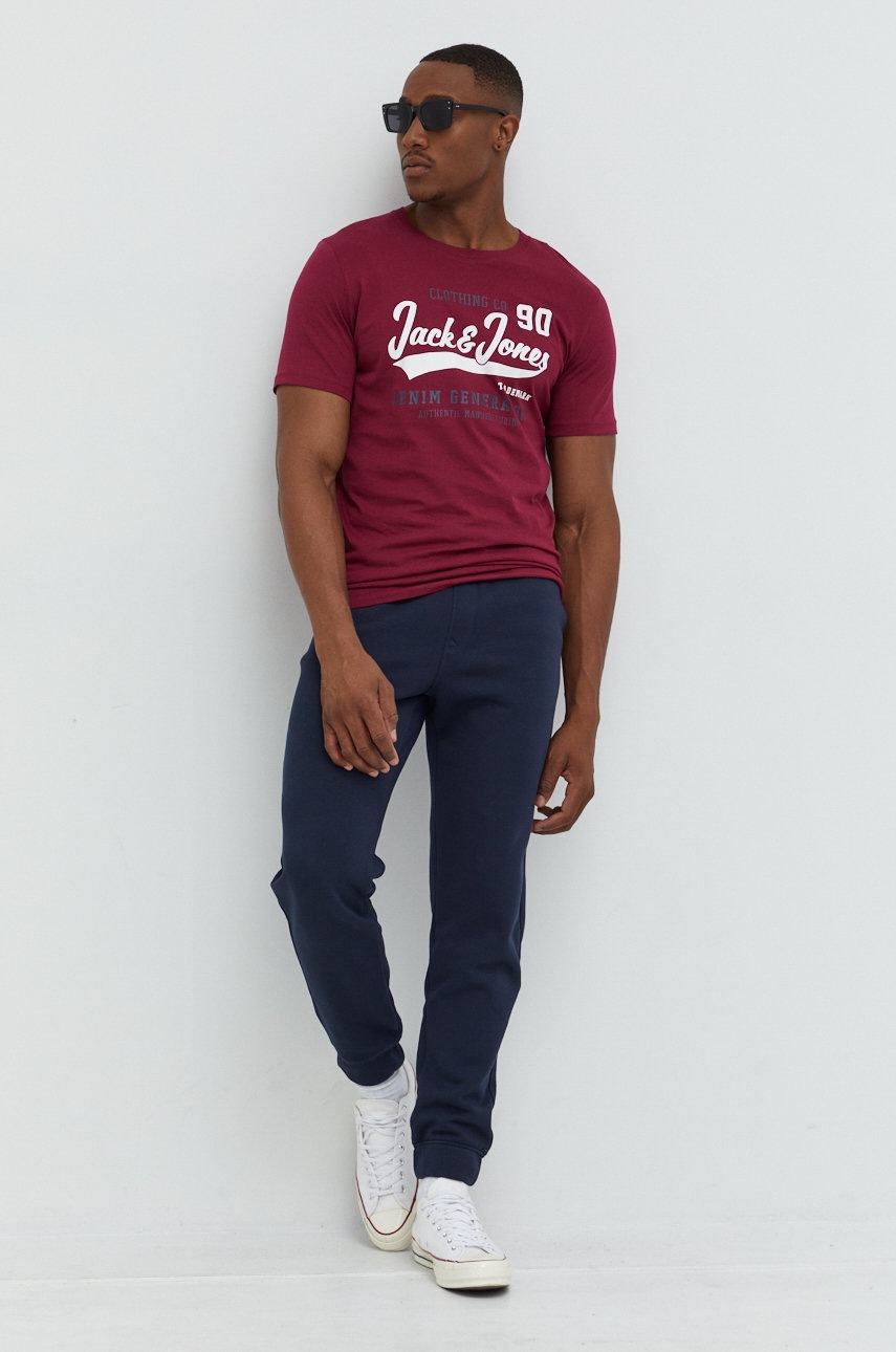 

Хлопковая футболка Jack & Jones цвет фиолетовый с принтом