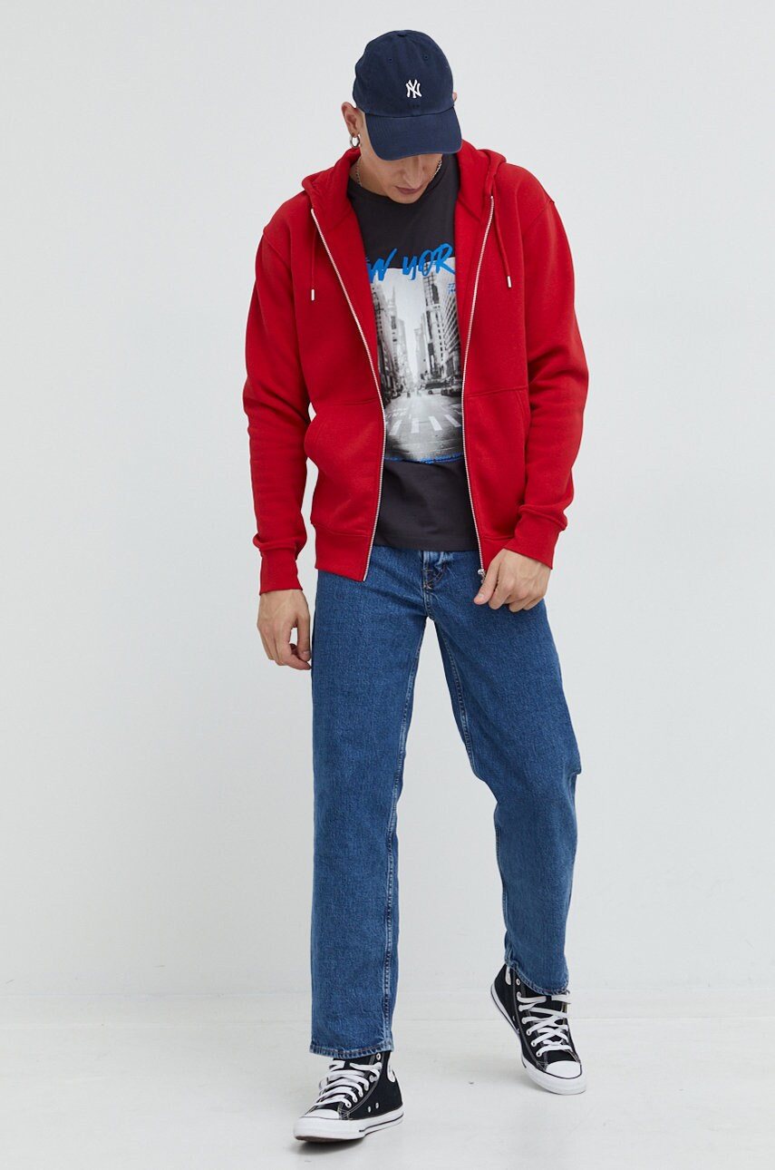 

Хлопковая футболка Jack & Jones цвет серый с принтом