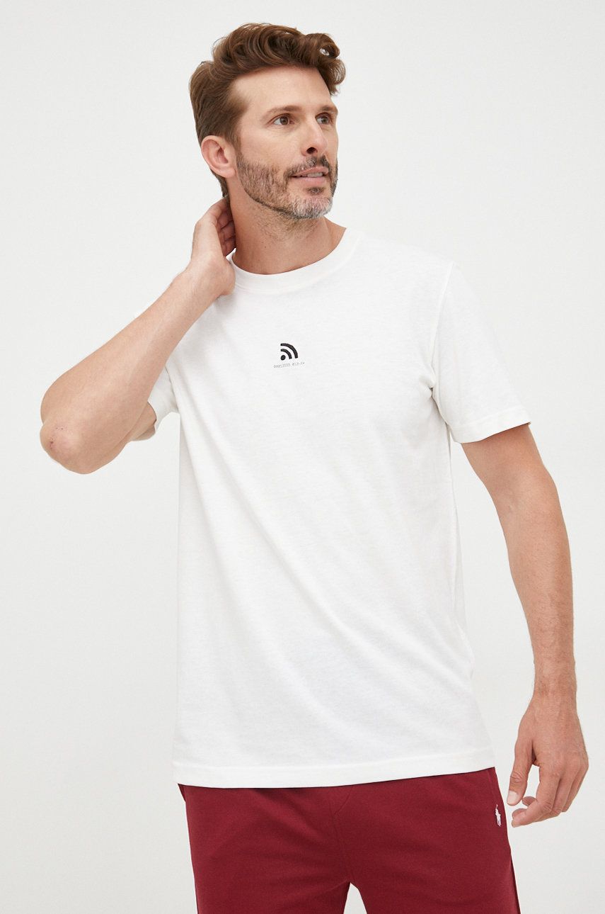 Selected Homme tricou barbati, culoarea alb, cu imprimeu Alb imagine noua