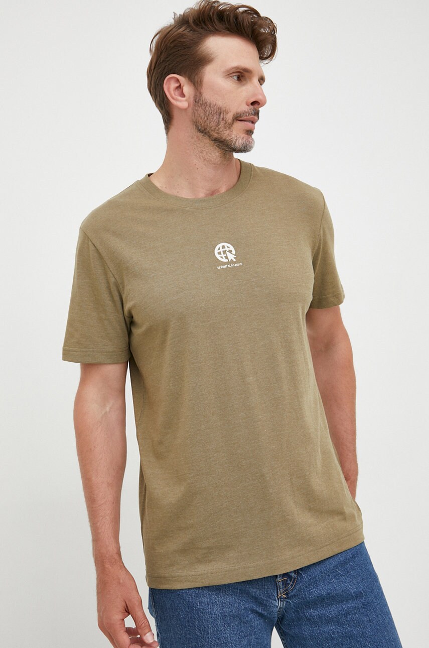Selected homme tricou barbati, culoarea verde, cu imprimeu