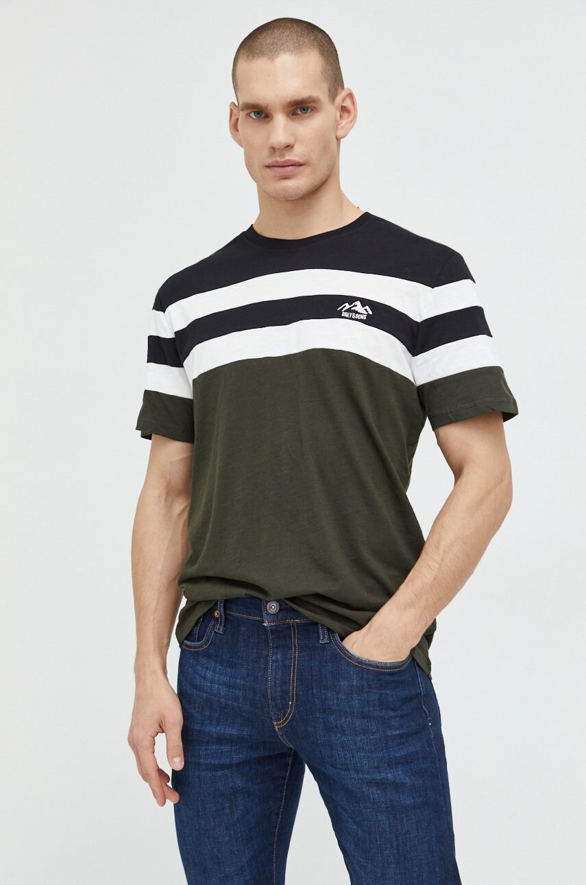 Only & sons tricou din bumbac barbati, culoarea negru, neted