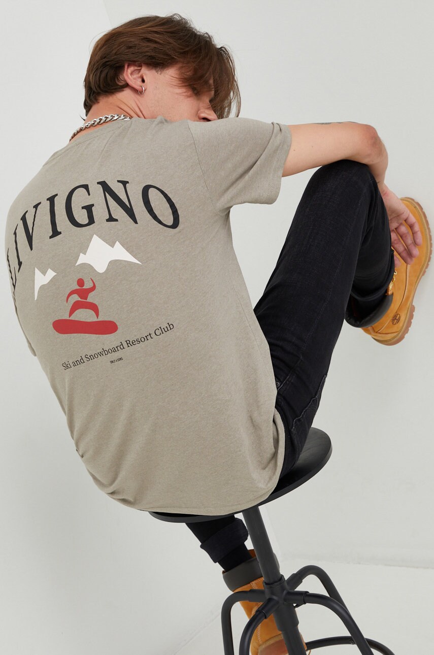 Only & sons tricou barbati, culoarea gri, cu imprimeu