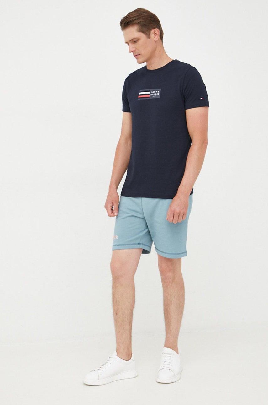 

Хлопковая футболка Tommy Hilfiger цвет синий с принтом