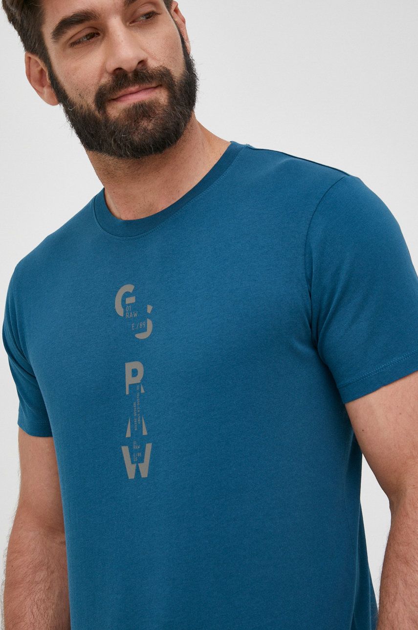 G-Star Raw tricou din bumbac culoarea turcoaz, cu imprimeu answear.ro imagine noua