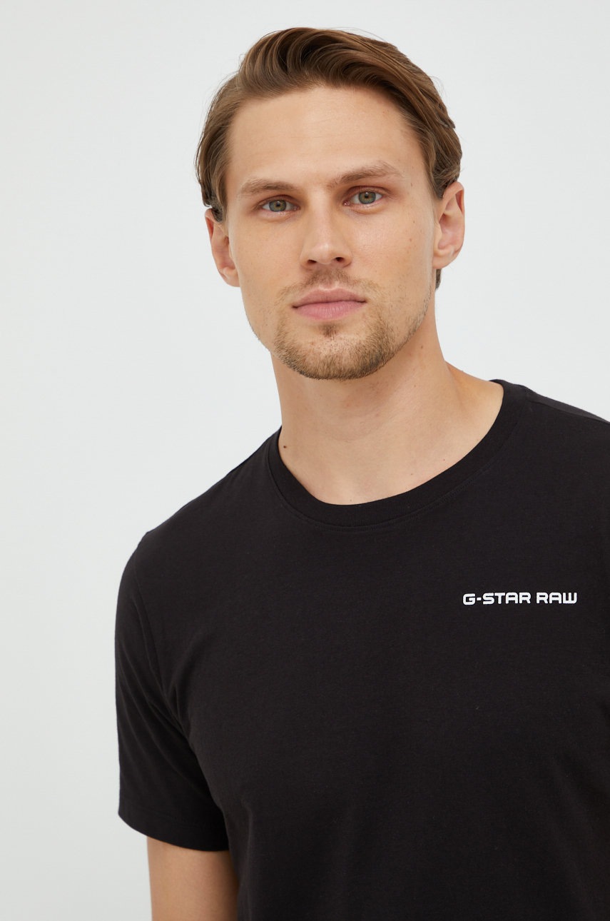 

Памучна тениска G-Star Raw в черно с принт, Черен