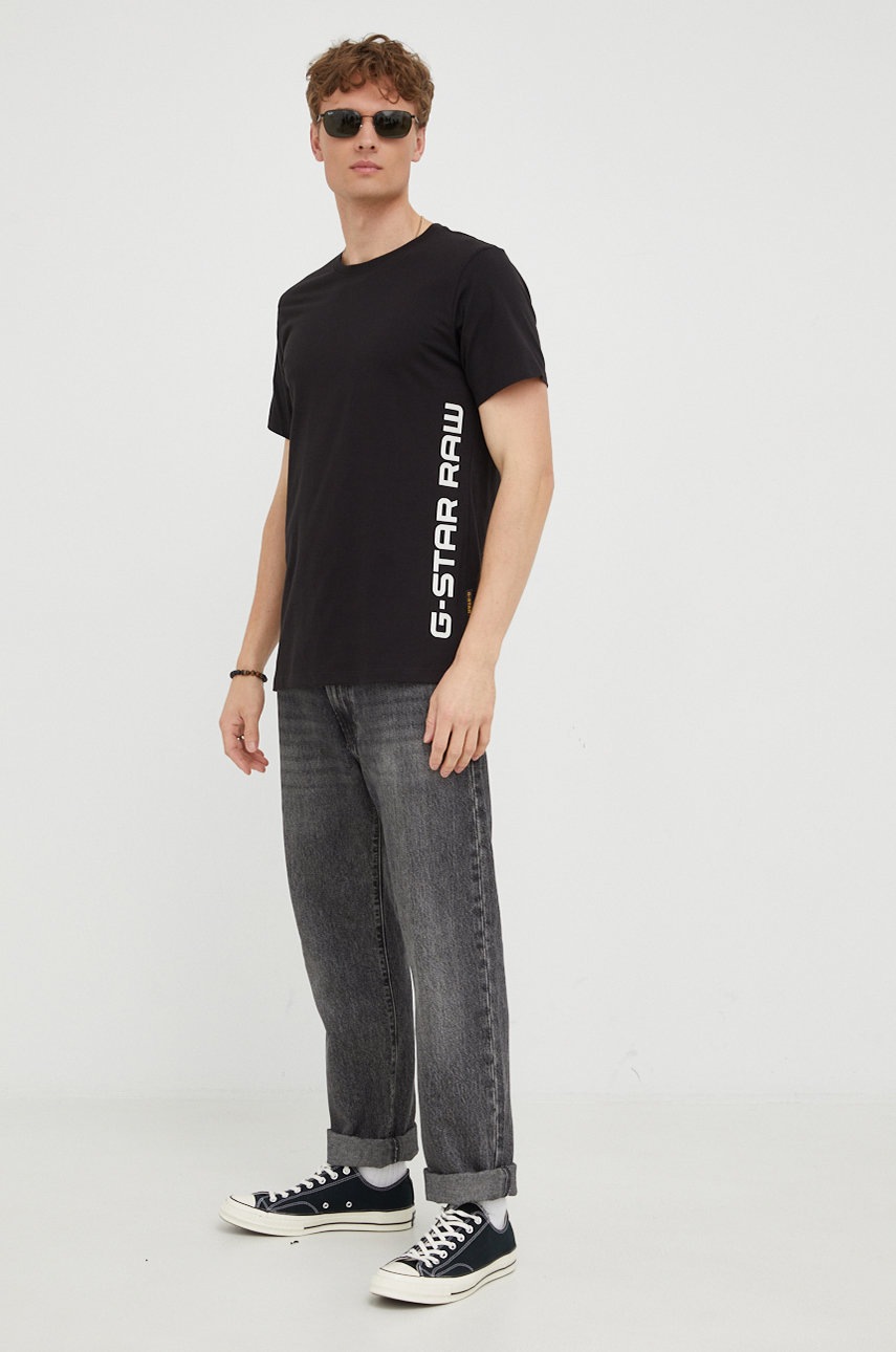 

Бавовняна футболка G-Star Raw колір чорний з принтом