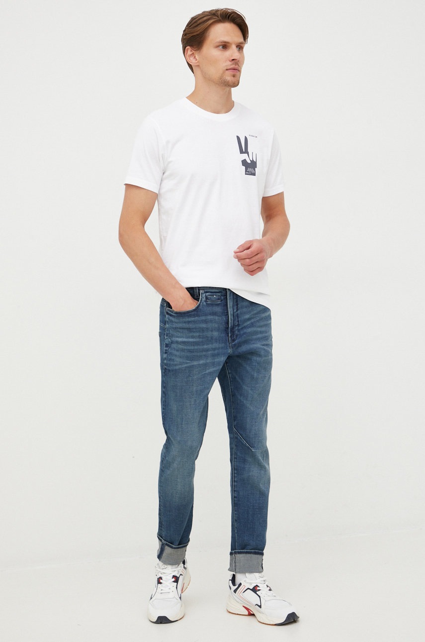 

Бавовняна футболка G-Star Raw колір білий з принтом