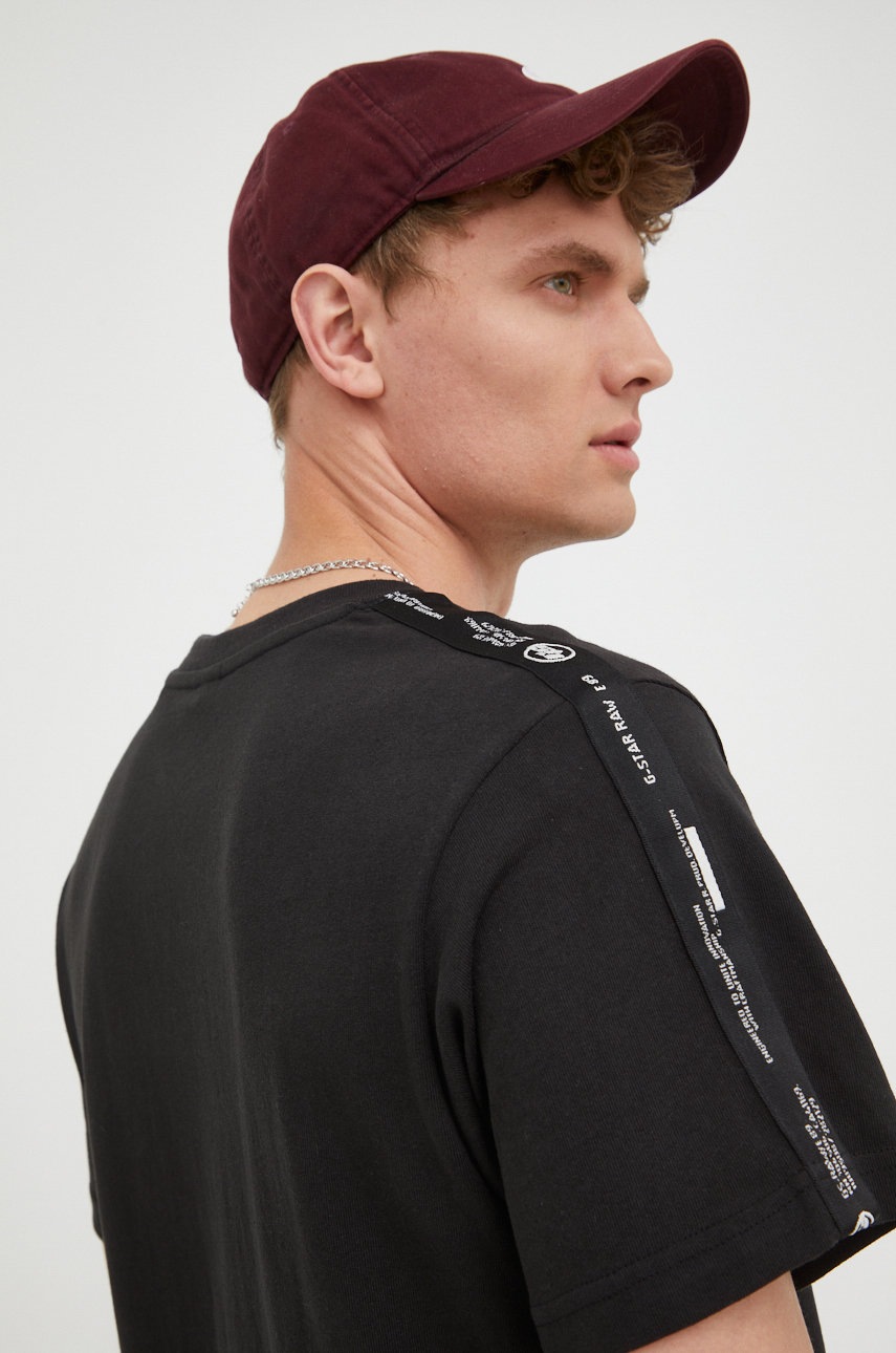 

Памучна тениска G-Star Raw в черно с апликация, Черен