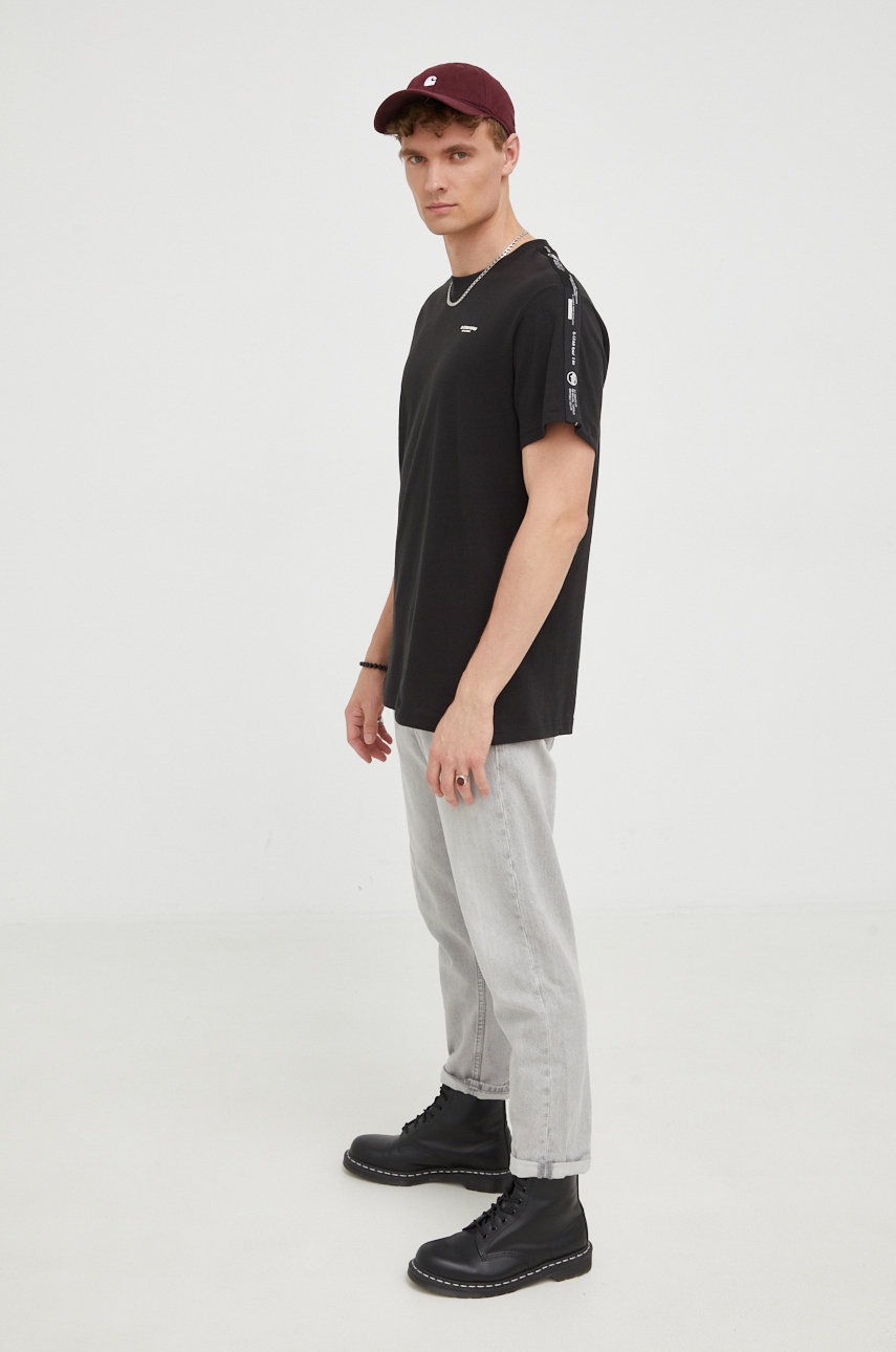 

Бавовняна футболка G-Star Raw колір чорний з аплікацією