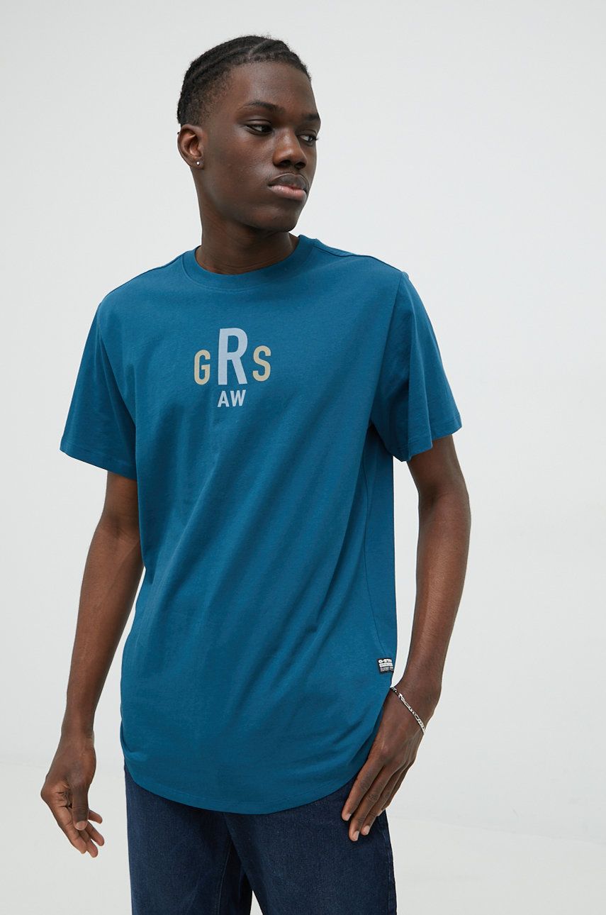 G-Star Raw tricou din bumbac culoarea turcoaz, cu imprimeu answear.ro imagine noua