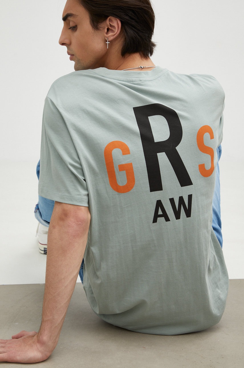 

Памучна тениска G-Star Raw в зелено с принт, Зелен