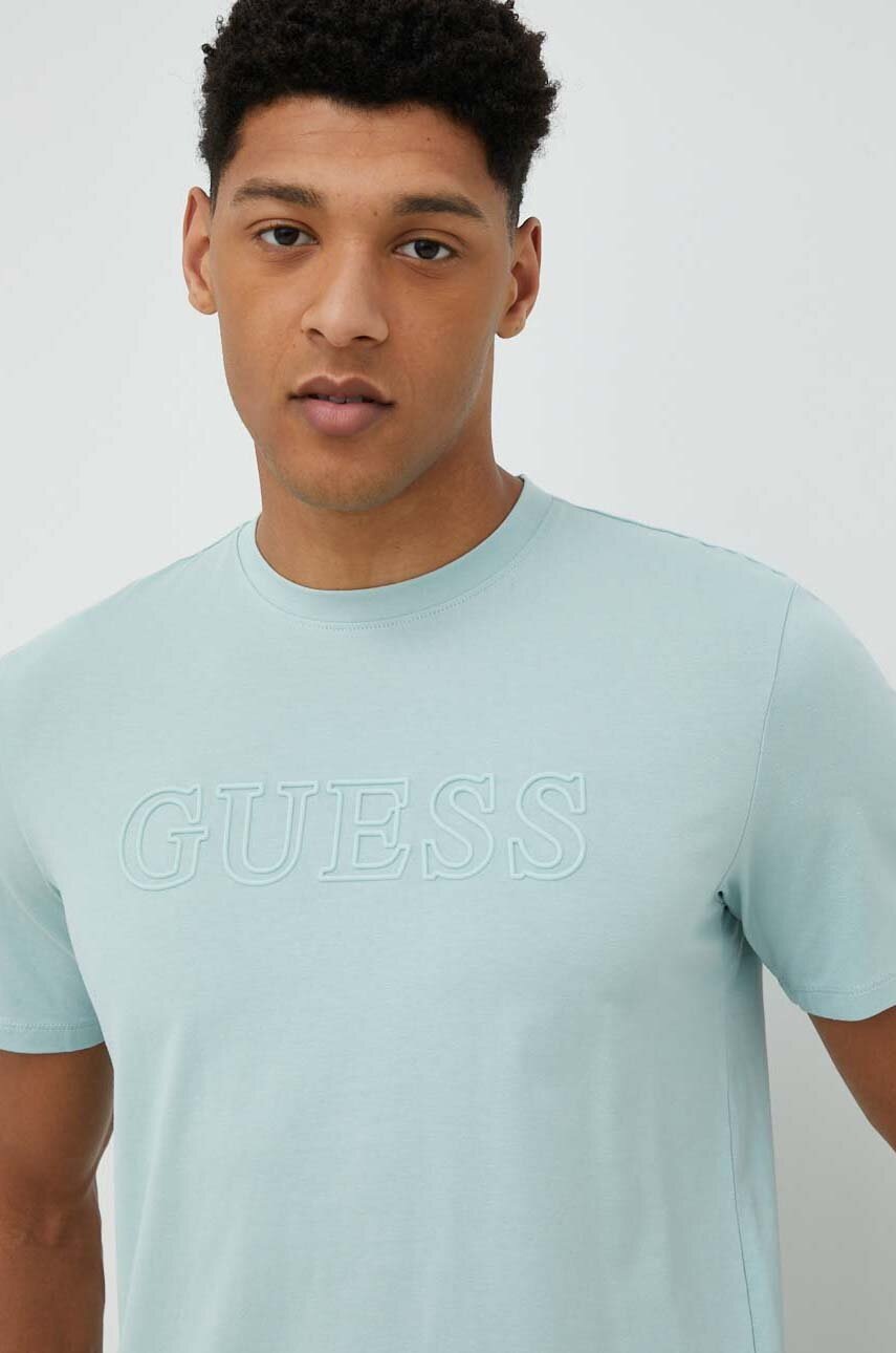 

Тениска Guess в синьо с апликация, Син