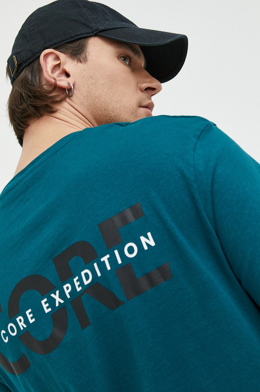 

бавовняна футболка Jack & Jones колір зелений з принтом