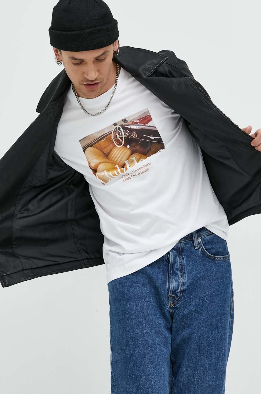

Памучна тениска Jack & Jones в бяло с принт, Бял