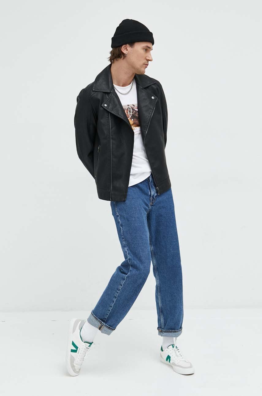 

Бавовняна футболка Jack & Jones колір білий з принтом