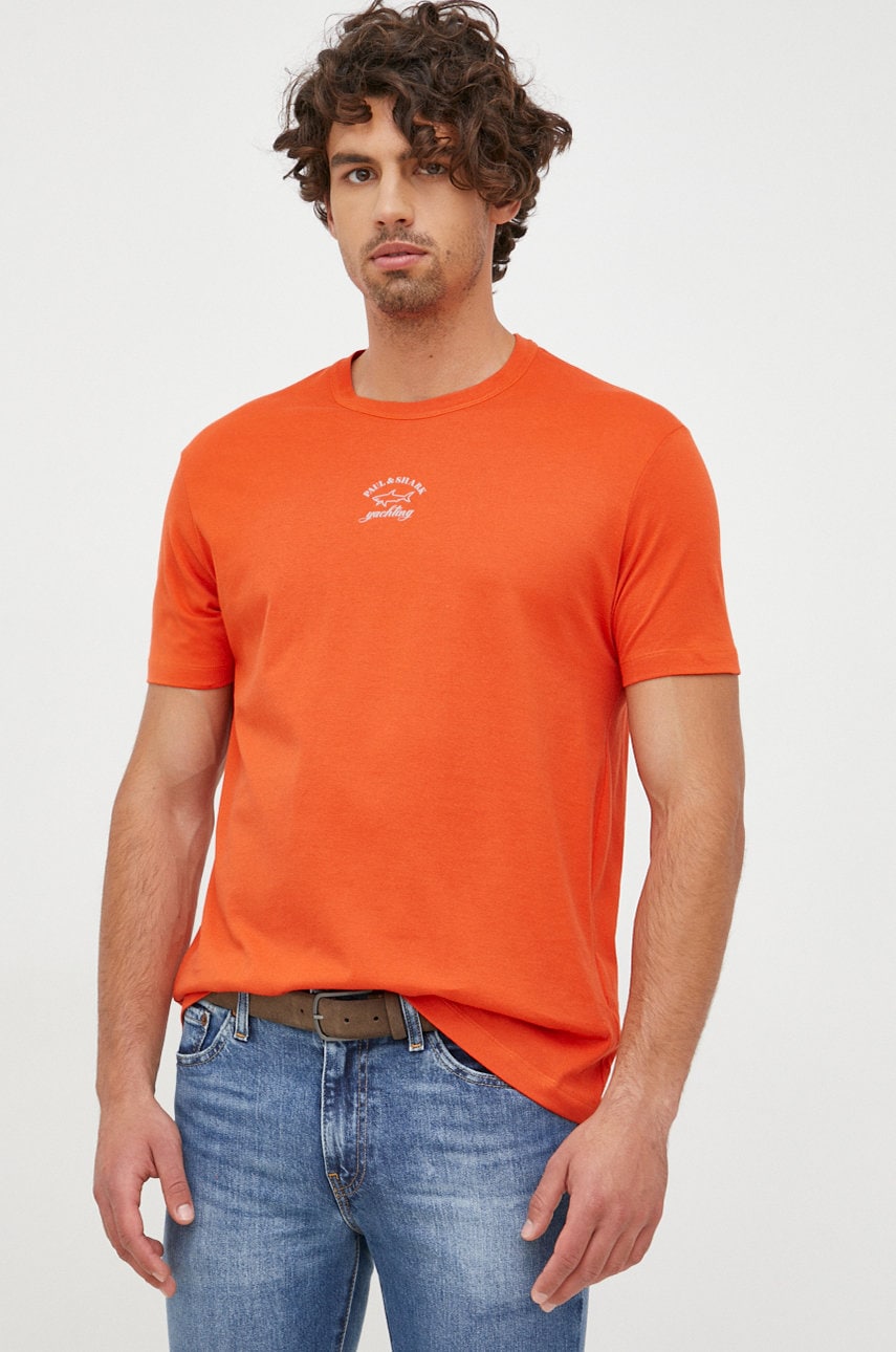Paul&shark tricou din bumbac culoarea portocaliu, cu imprimeu
