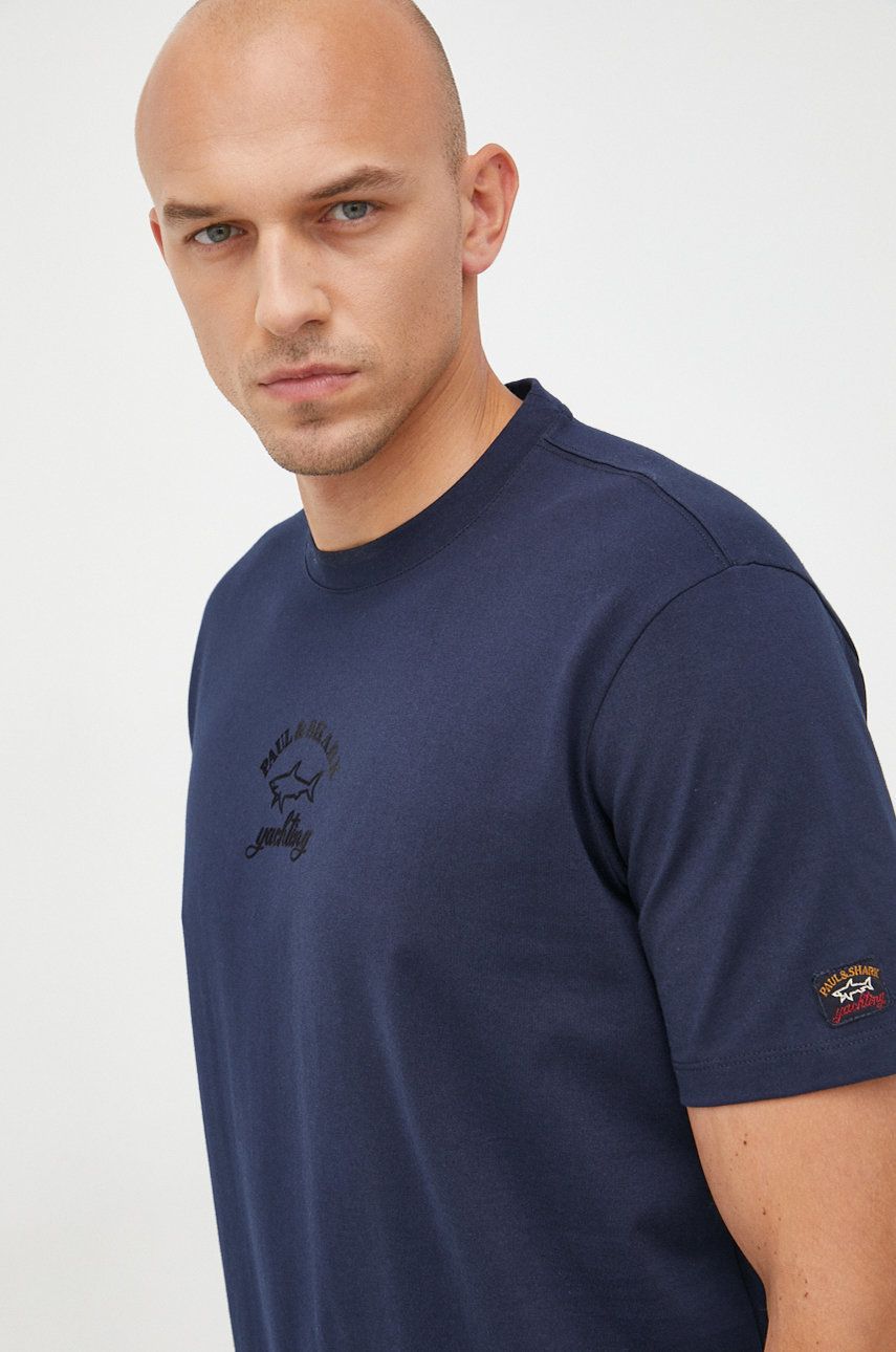 Paul&Shark tricou din bumbac culoarea albastru marin, cu imprimeu
