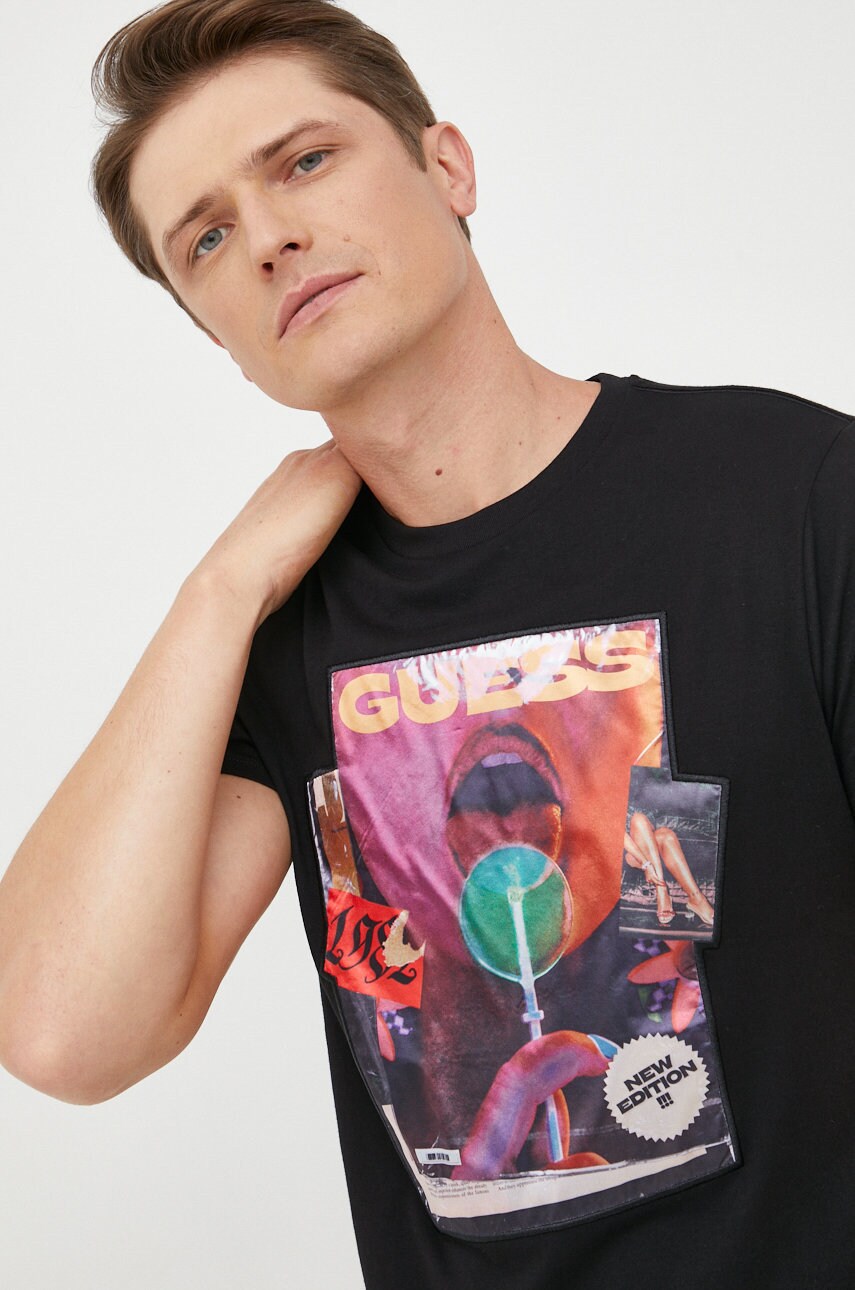 

Памучна тениска Guess с апликация, Многоцветен