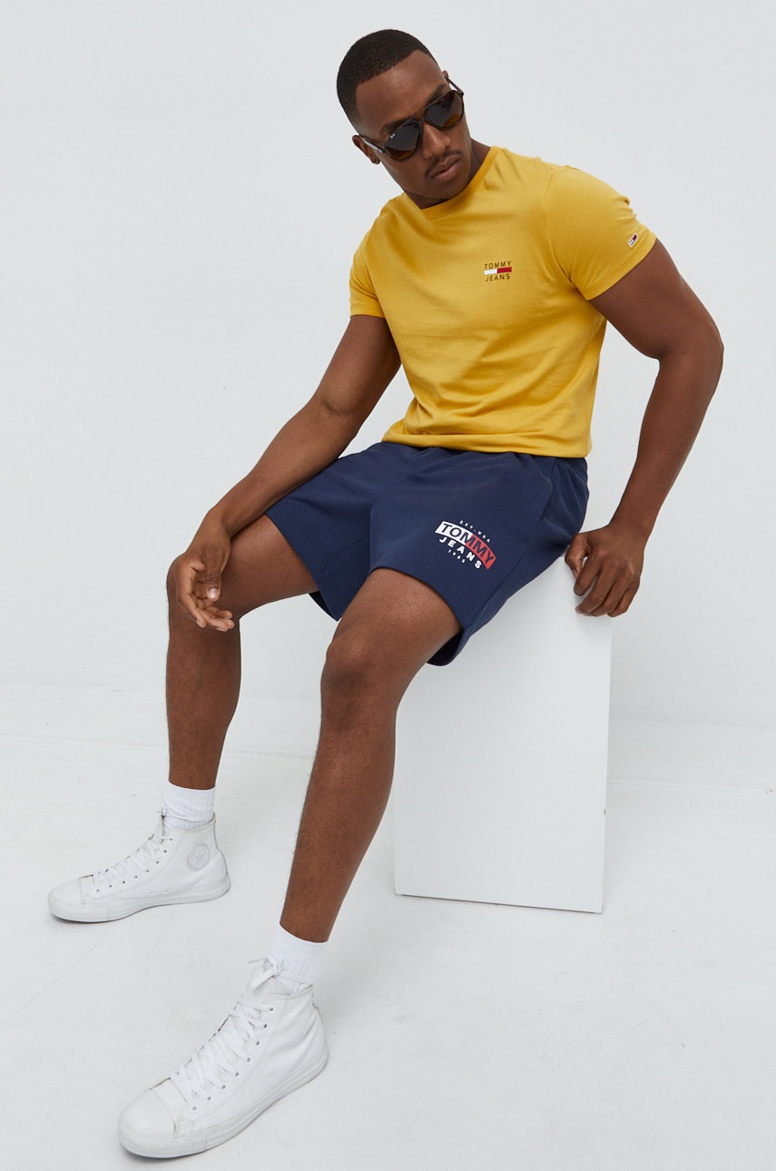 

Бавовняна футболка Tommy Jeans колір жовтий з принтом