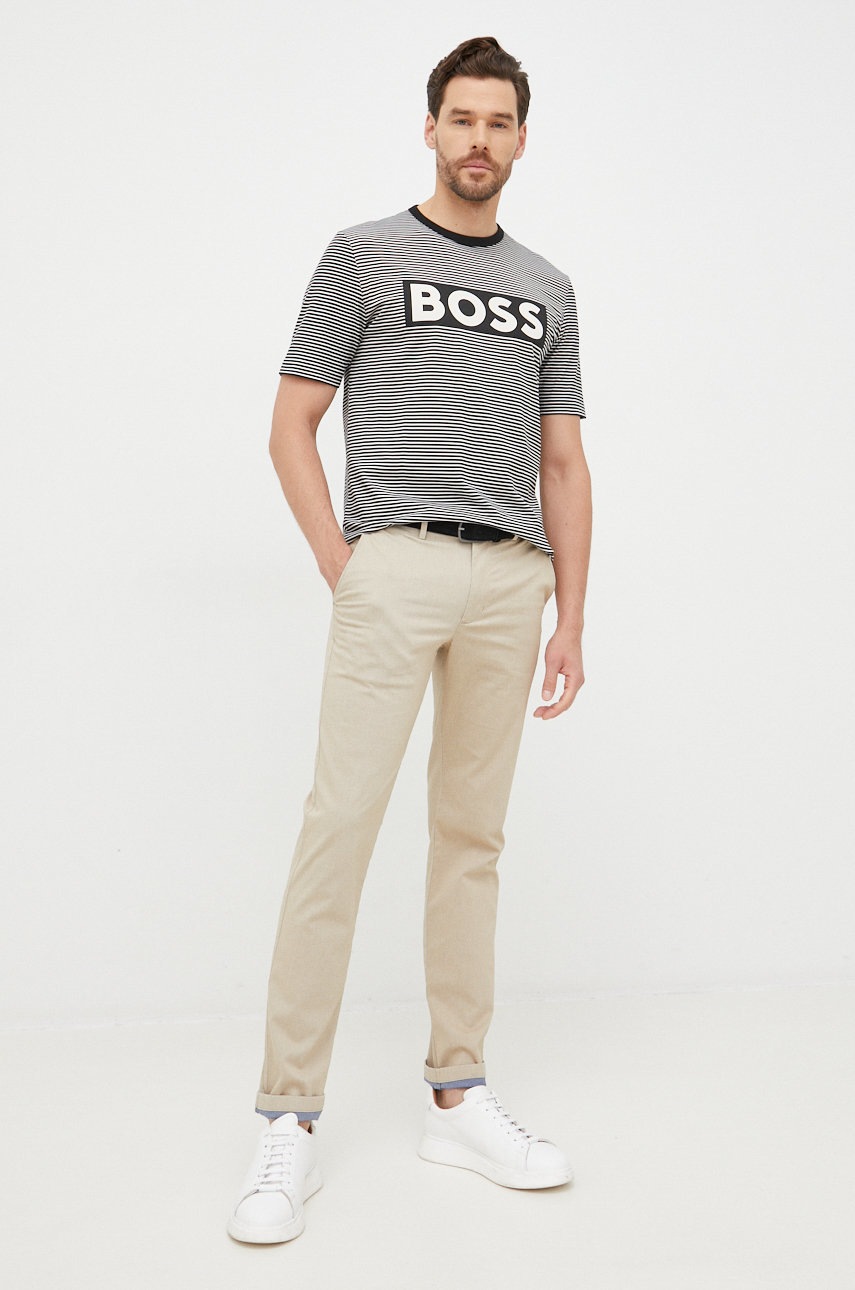 

Хлопковая футболка BOSS цвет чёрный узорный