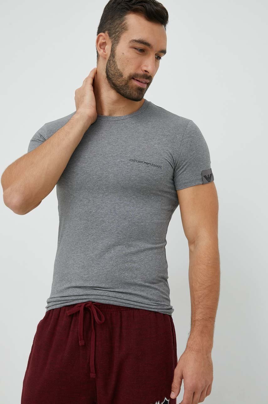 

Тениска Emporio Armani Underwear в сиво с изчистен дизайн, Сив