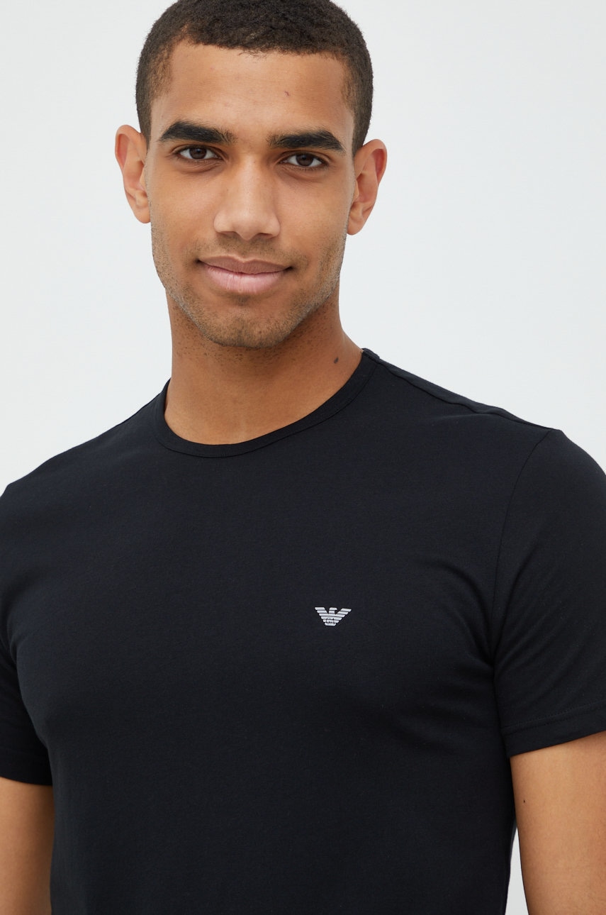 Emporio Armani Underwear tricou din bumbac culoarea negru, neted