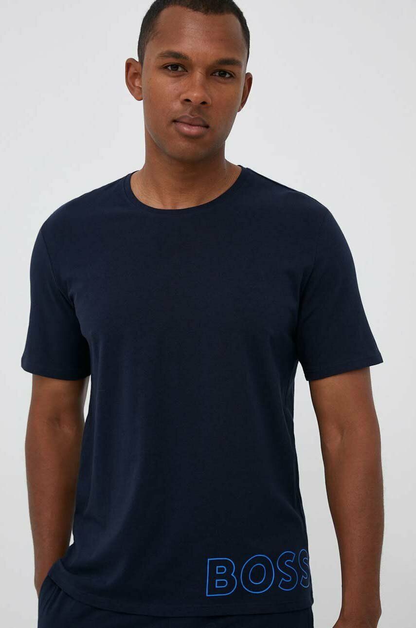 Tričko BOSS s potiskem - námořnická modř