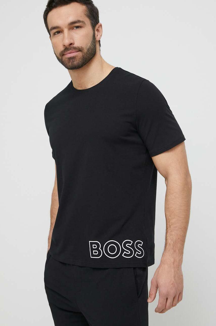 Boss Tricou Barbati, Culoarea Negru, Melanj