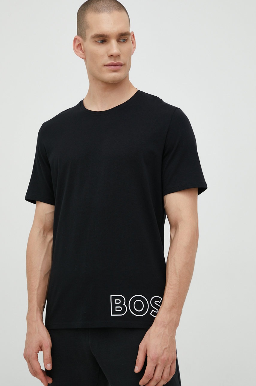 Boss tricou barbati, culoarea negru, melanj