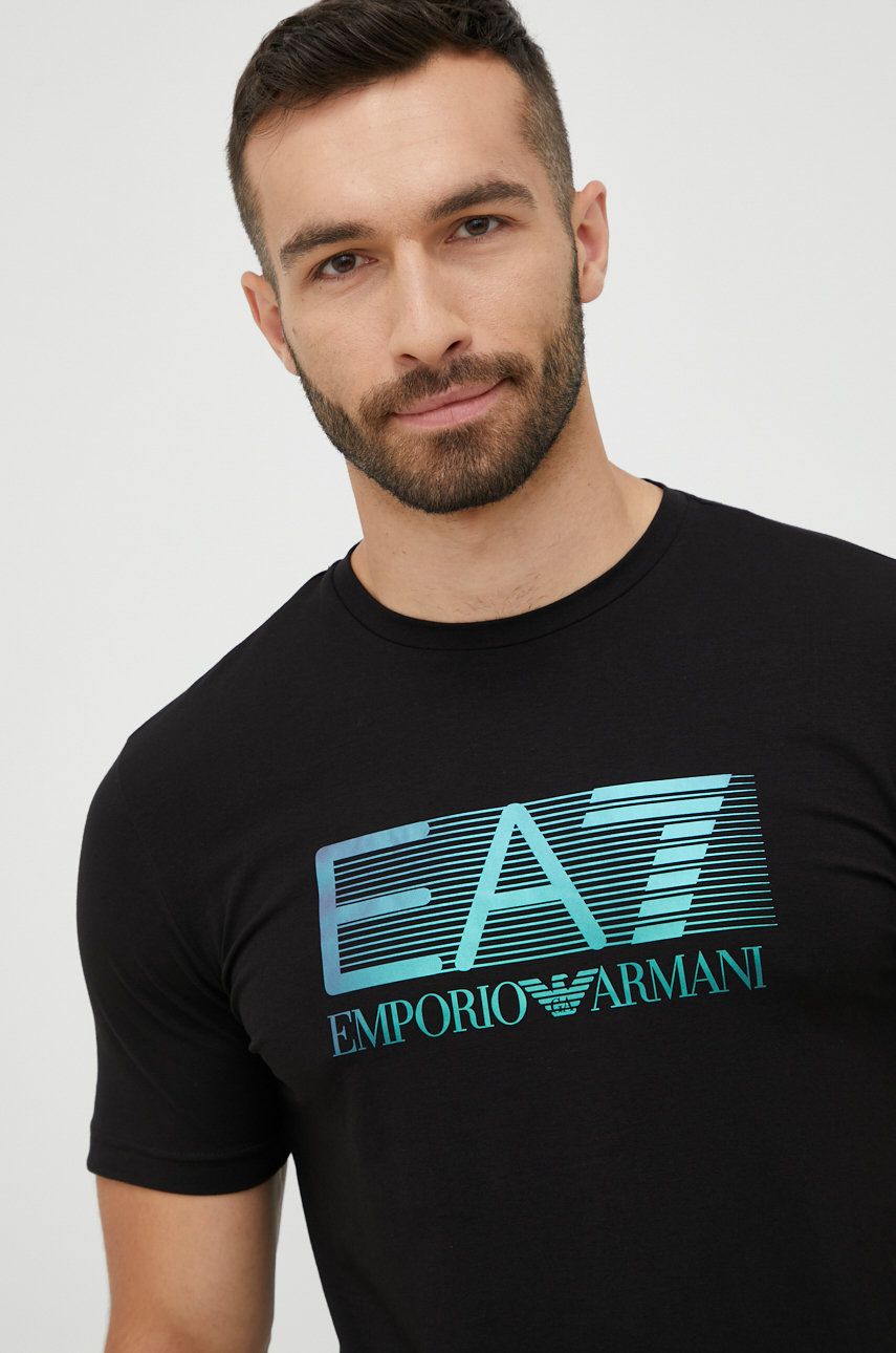 EA7 Emporio Armani tricou barbati, culoarea negru, cu imprimeu answear.ro
