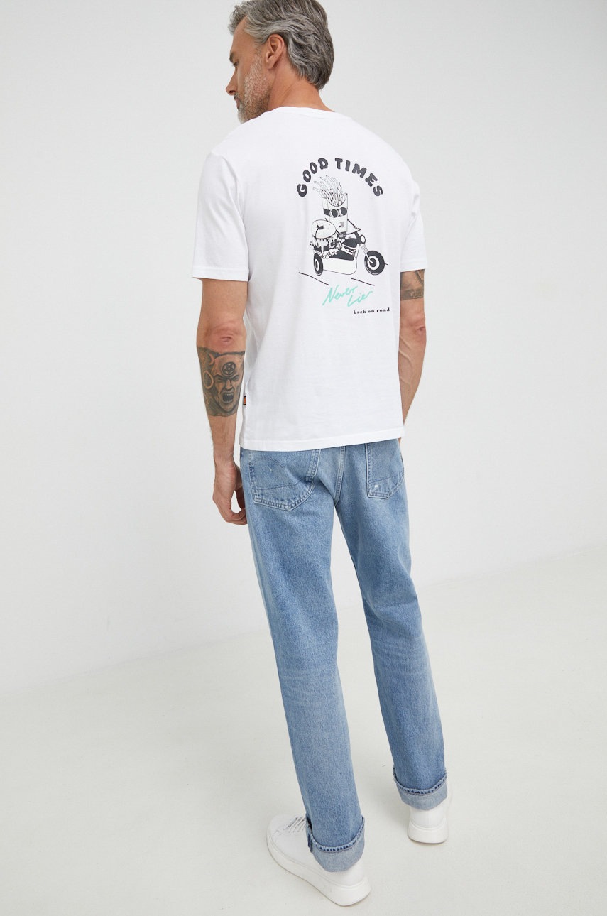 

Памучна тениска BOSS Boss Casual в бяло с принт, Бял