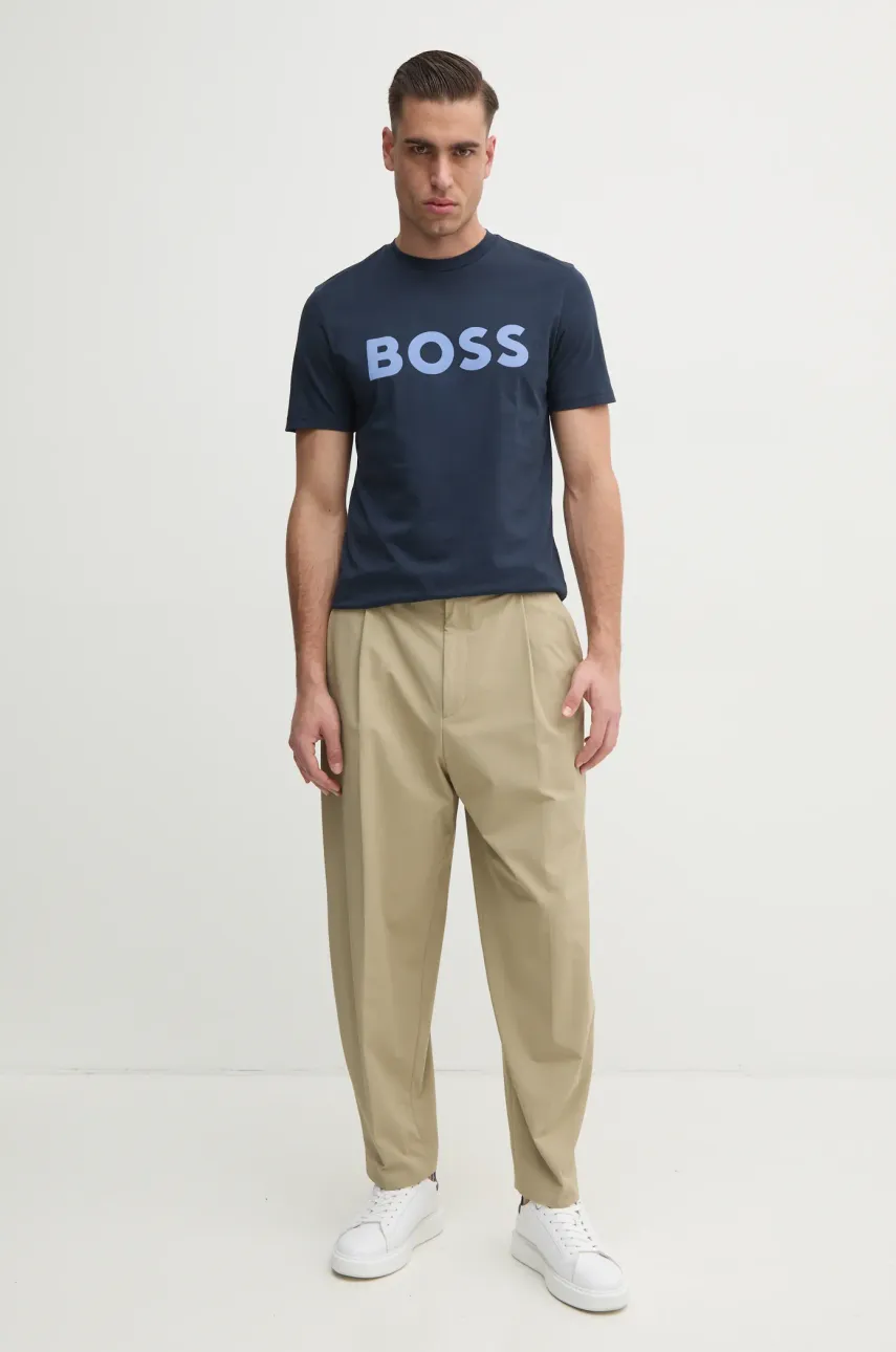 Хлопковая футболка BOSS BOSS CASUAL цвет синий с принтом 50481923 Хлопковая футболка BOSS BOSS CASUAL цвет синий с принтом 50481923