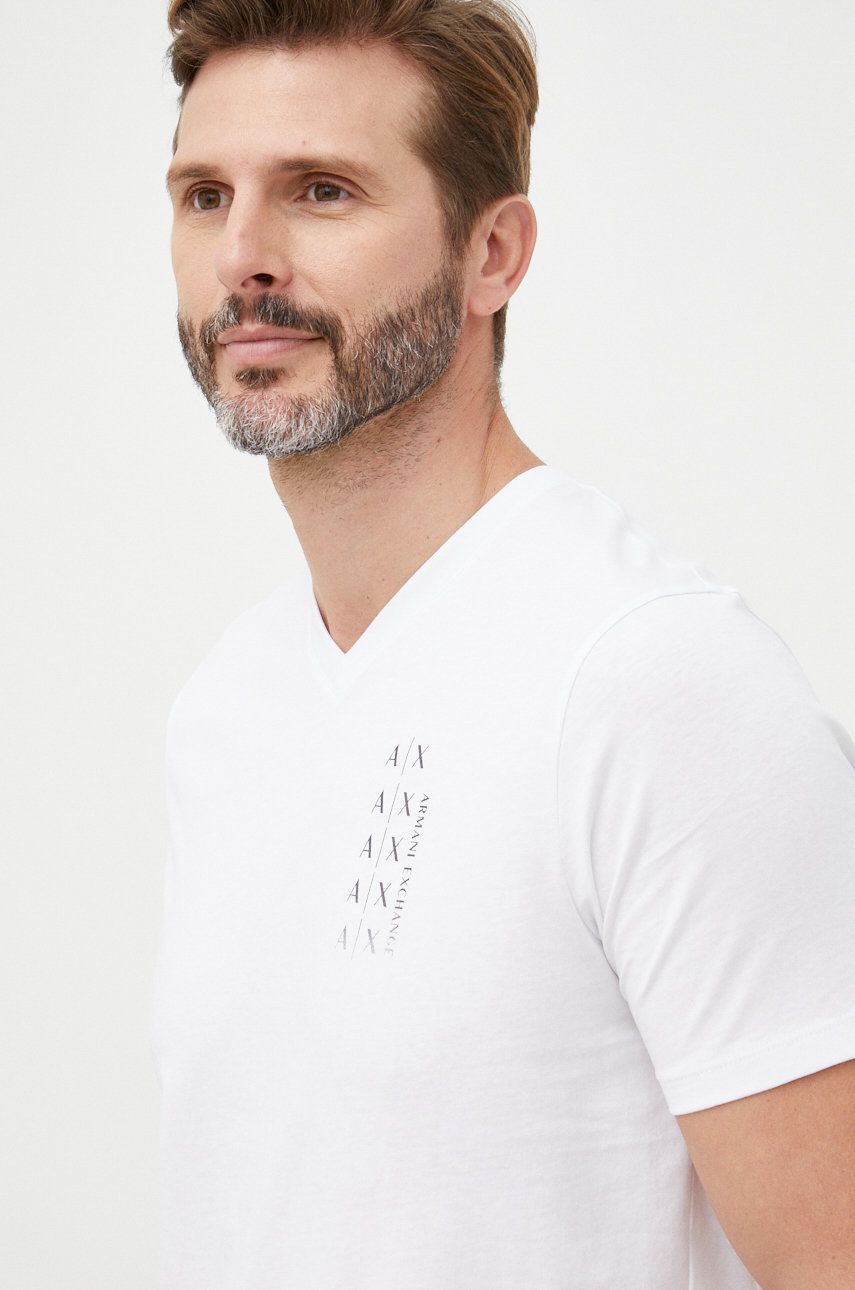 Armani Exchange t-shirt bawełniany 6LZTFC.ZJH4Z kolor biały z nadrukiem